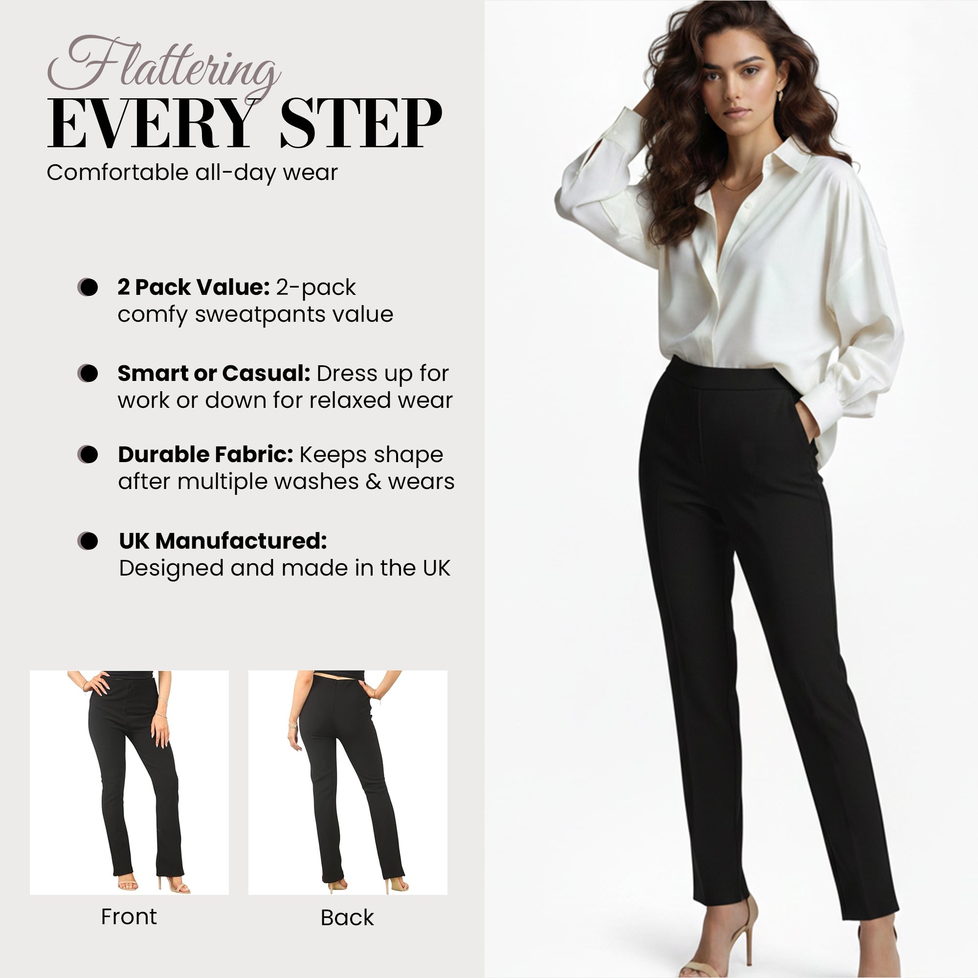 Ladies Bootcut Ribbed Trousers