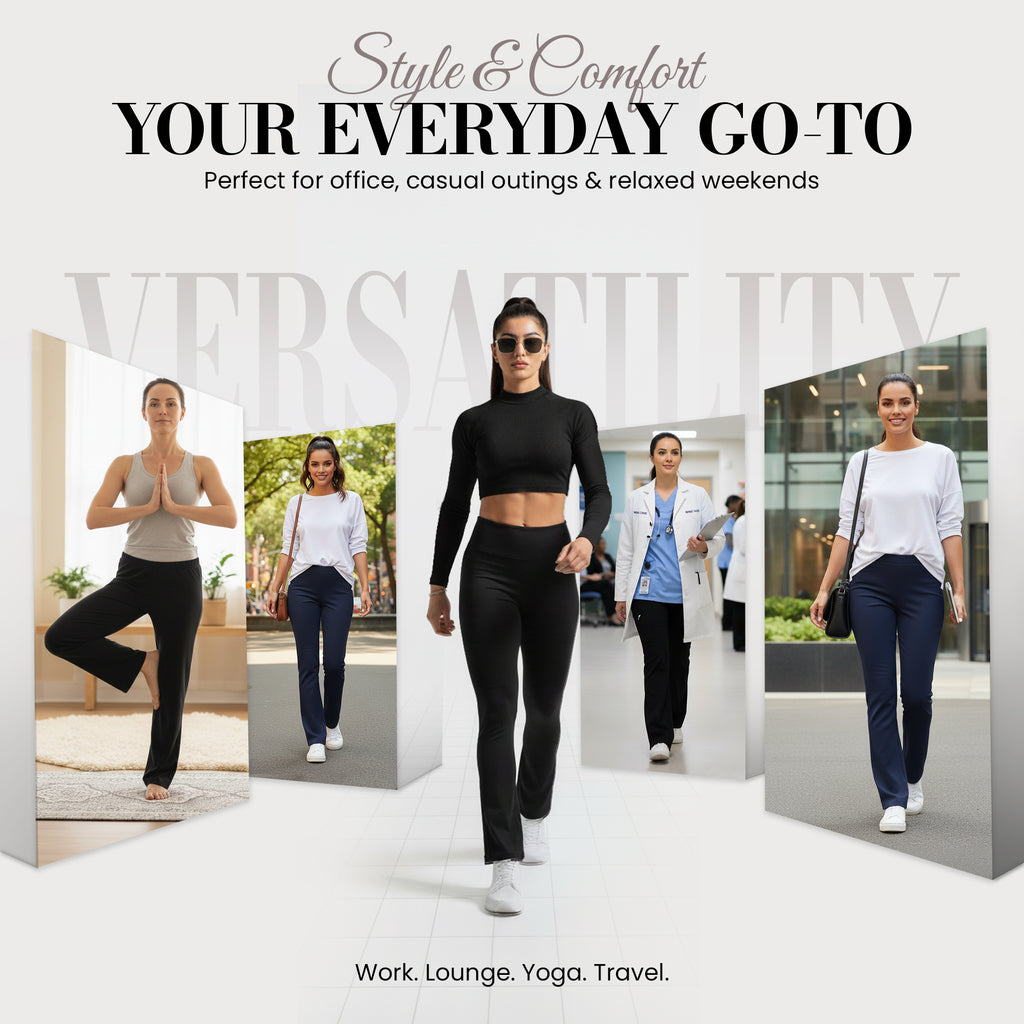 Ladies Bootcut Ribbed Trousers