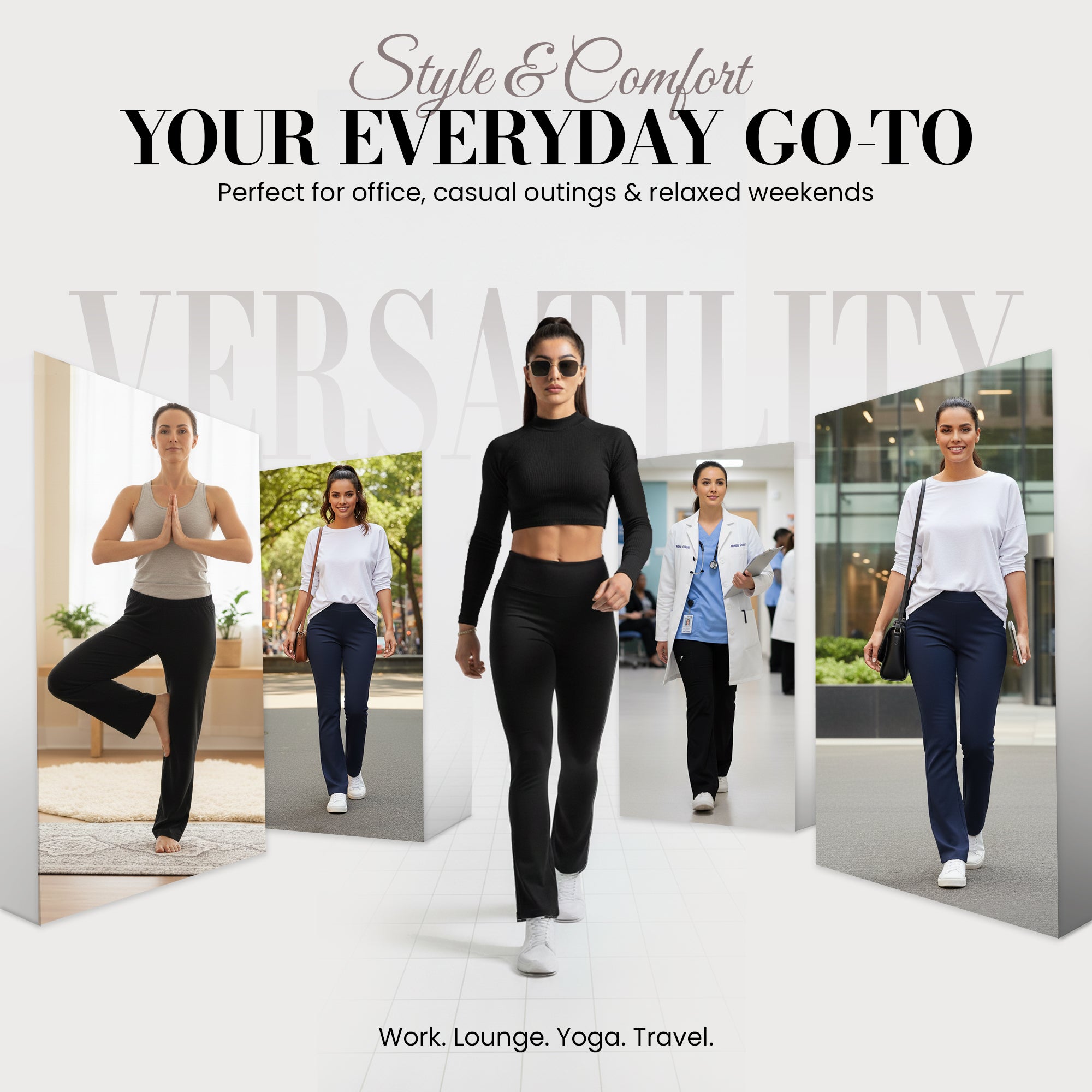 Ladies Bootcut Ribbed Trousers